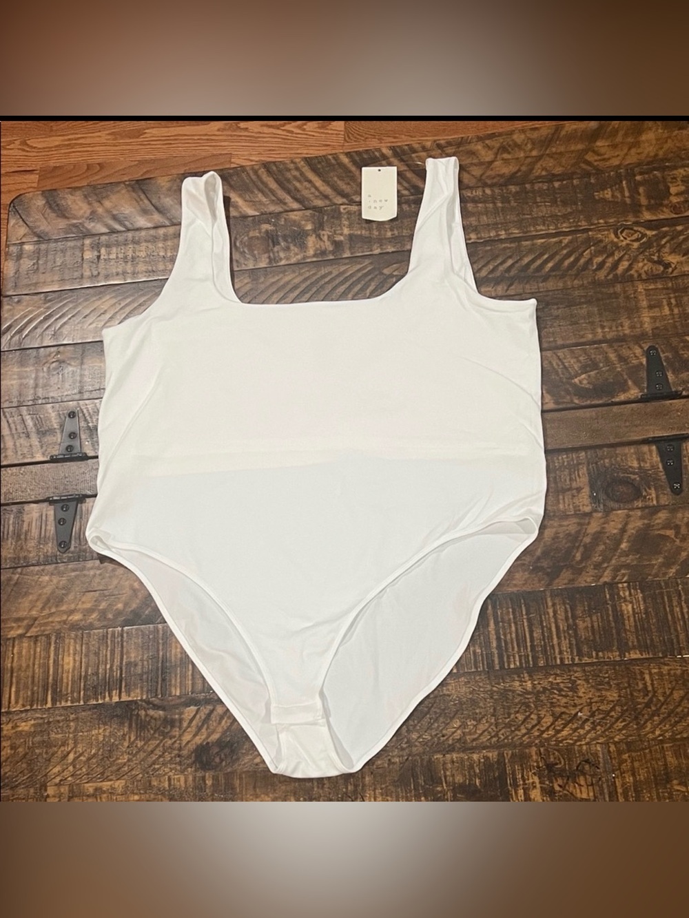 3X White Scoop Neck Bodysuit